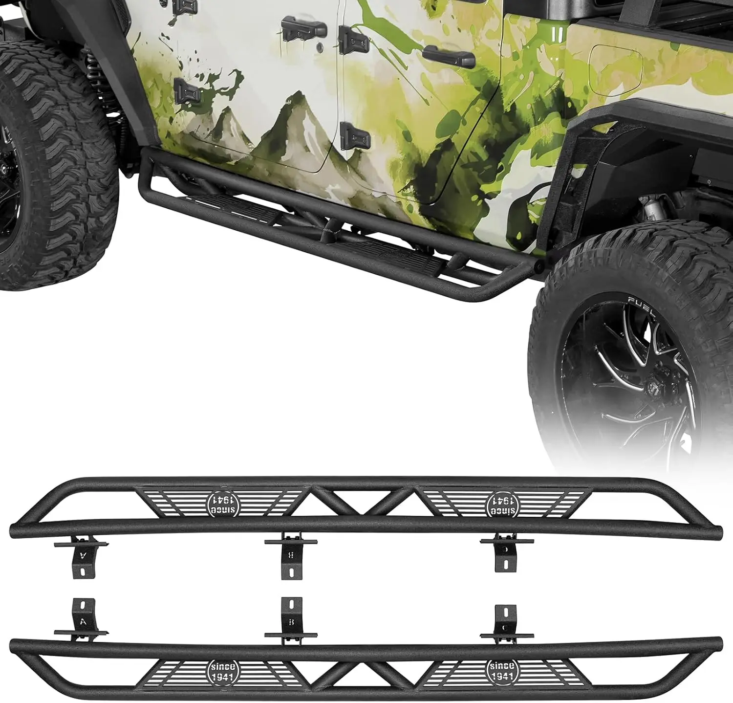 

Боковая подножка Gladiator Nerf Bar Боковая направляющая Rock Slider для Jeep Gladiator 2020-2025 JT — текстурированный черный (пара)