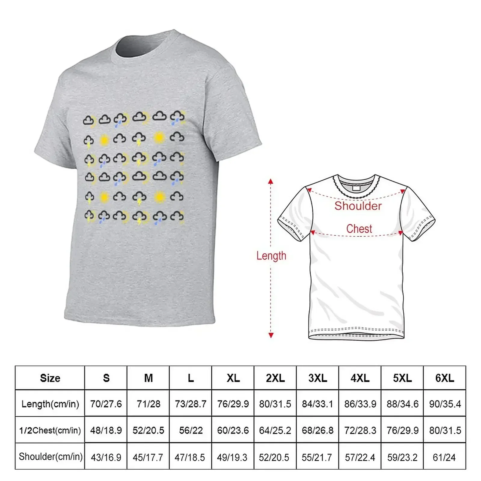 Weather forecast pattern T-Shirt oversized t shirt graphic t shirt vintage plain t shirts men