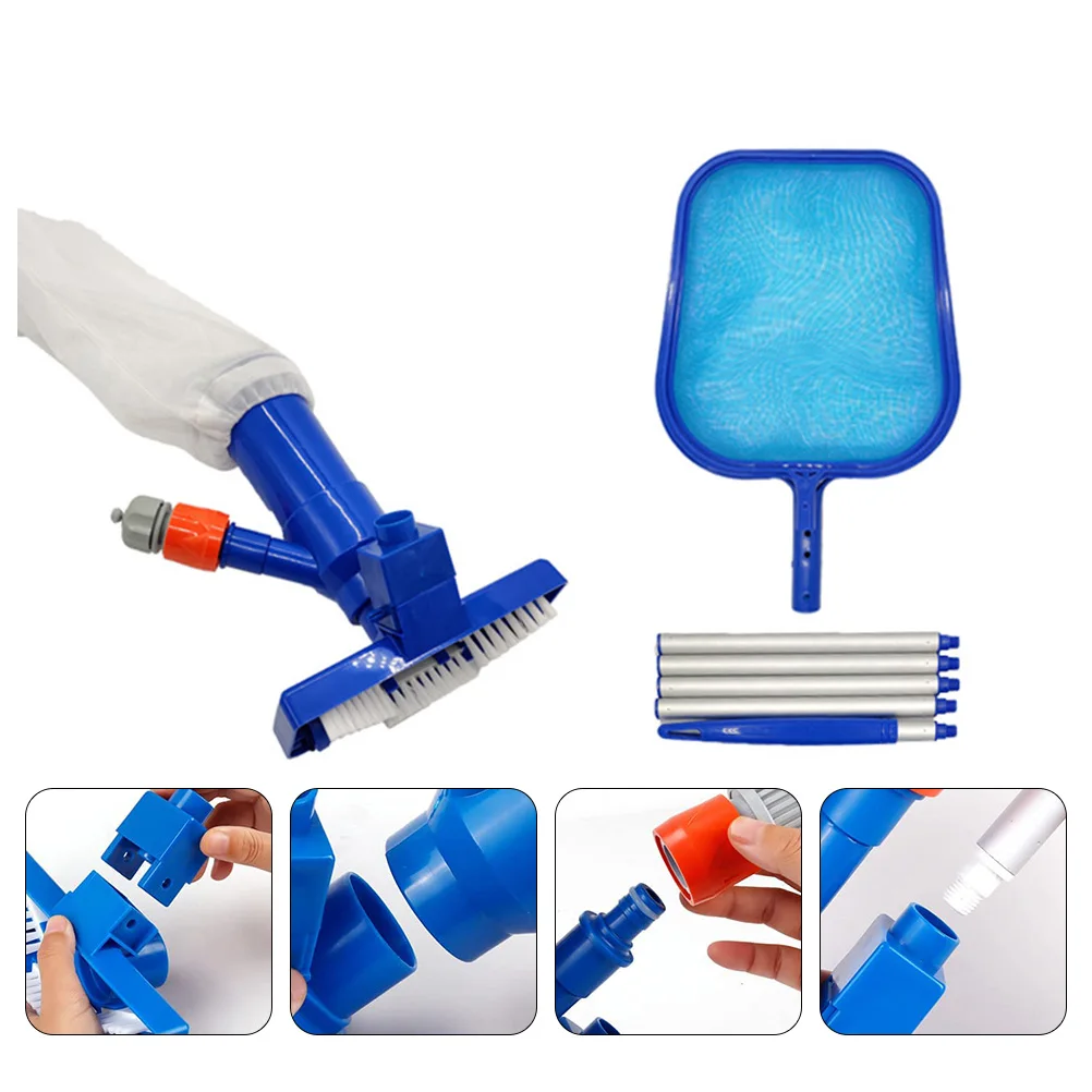 

1 set Cleaning Tool Set Blue Mesh Net For Leaves Debris Removal Pool Vacuum Suction Head Shallow Tools Pool Spoon