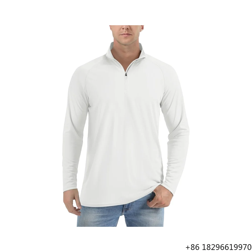 Men 1/4 Zip Long Sleeve Sun Protection Rash Guard UPF50+ Quick Dry Outdoor Hiking Running Sport Tops