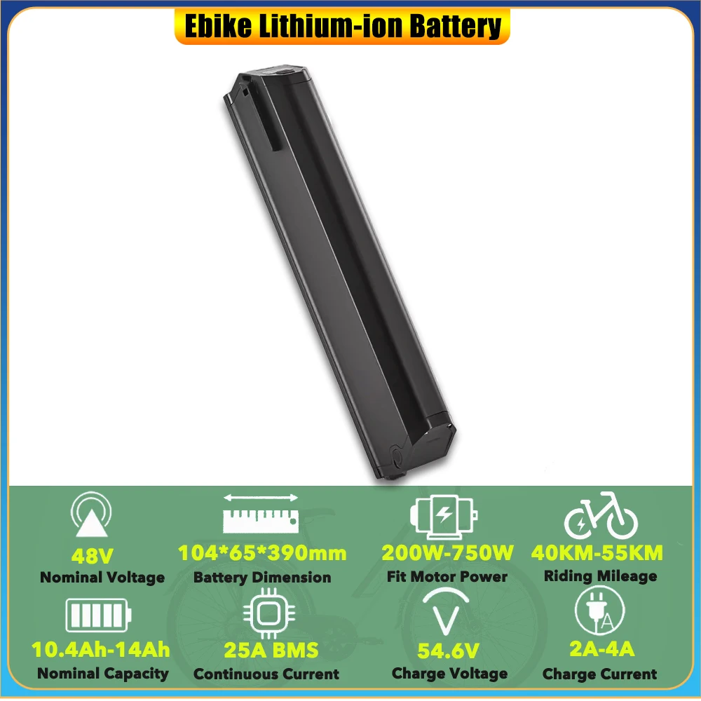 Dorado Plus 48V 10.4Ah 12Ah 13Ah 14Ah Lithium-ion Ebike Battery Pack for 500W 750W Vyron Liv-E Cargo Bike