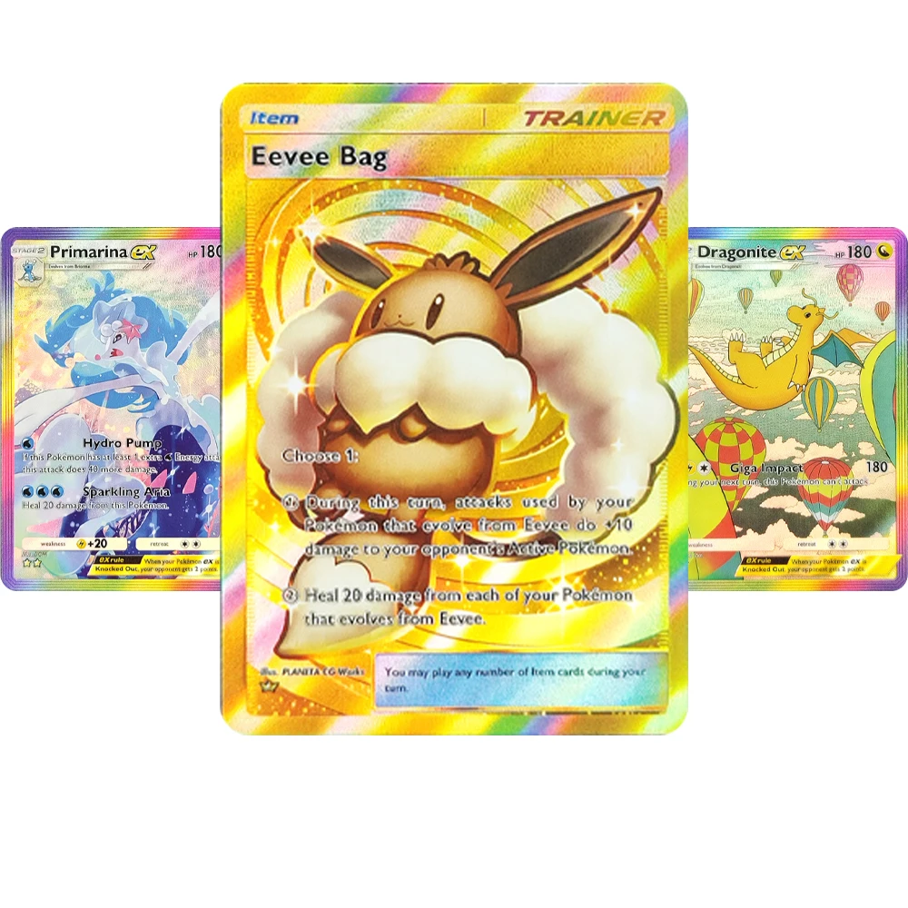DIY Pocket Cards Sylveon Eevee Dragonite Snorlax Flareon Primarina  EX Proxy Tcg Holo Full Art Anime Game Collection card Toy