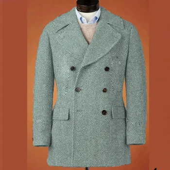 Men's Casual Blazer Herringbone Slim Fit Single Breasted Stylish Comfortable Jacket Men's Coat Double Breasted Blazer Men's Suit 5