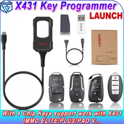 LAUNCH X431 Key Programmer with 4 Chip Keys IMMO Programming Tools work with X431 IMMO ELITE PLUS PAD V...