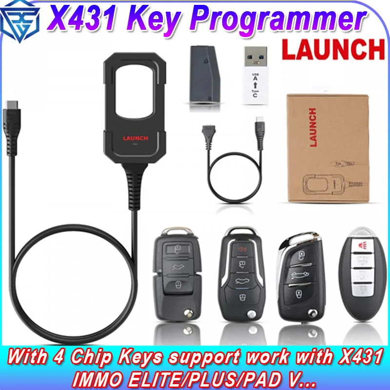 LAUNCH X431 Key Programmer with 4 Chip Keys IMMO Programming Tools work with X431 IMMO ELITE PLUS PAD V...