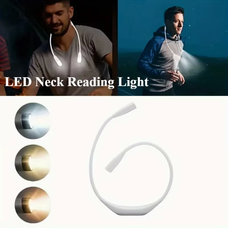 Wearable Neck Light | Battery-powered (batteries not included) + Rotating LED Bedside Reading Light; Neck/Desktop Light