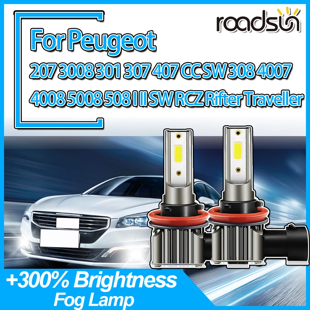 200W LED Fog Lights 6000K Car Bulbs For Peugeot 207 3008 301 307 407 CC SW 308 4007 4008 5008 508 I II SW RCZ Rifter Traveller