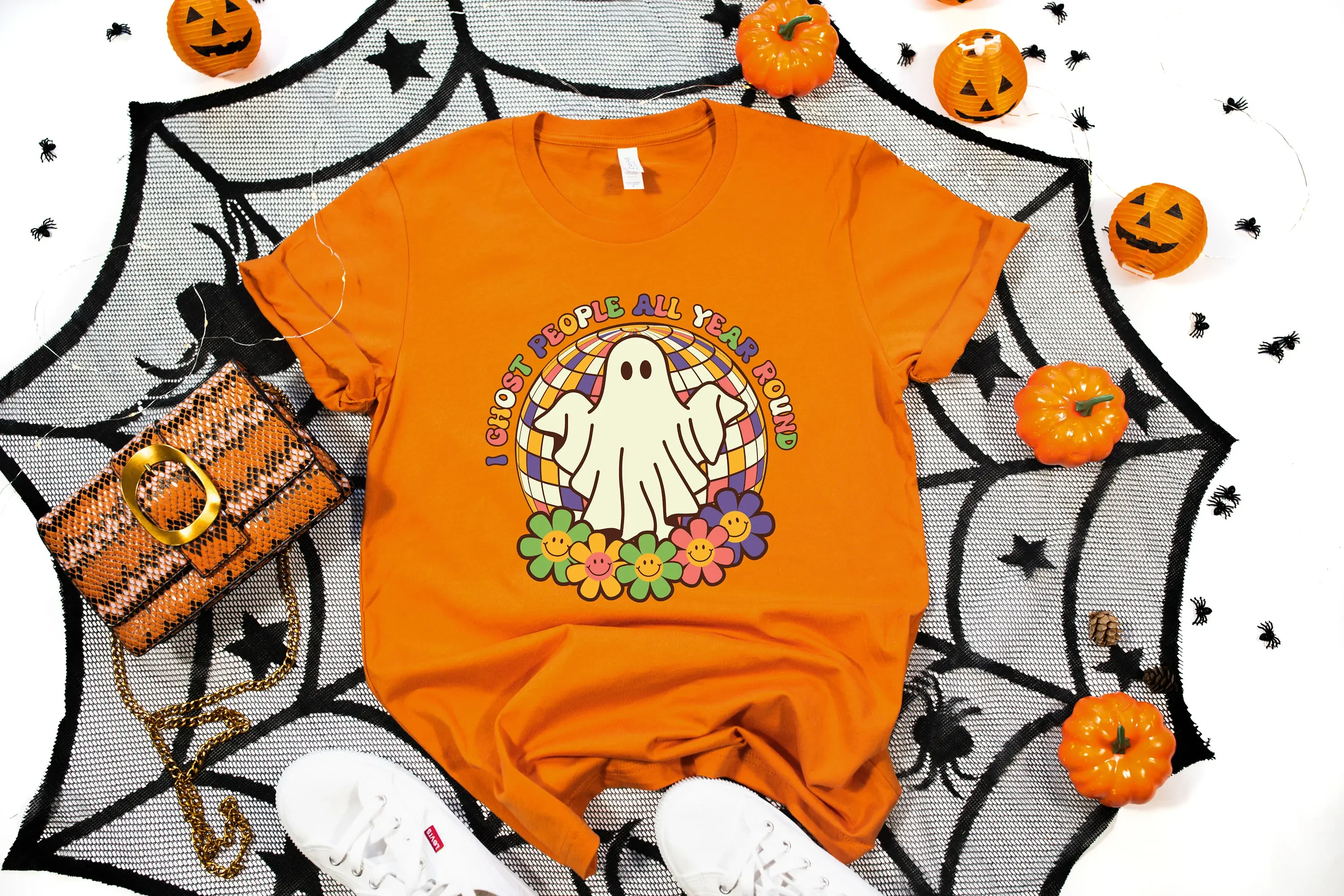 Футболка «Я призраки людей на весь год», одежда на Хэллоуин, жуткий сезон, крутая цветочная одежда