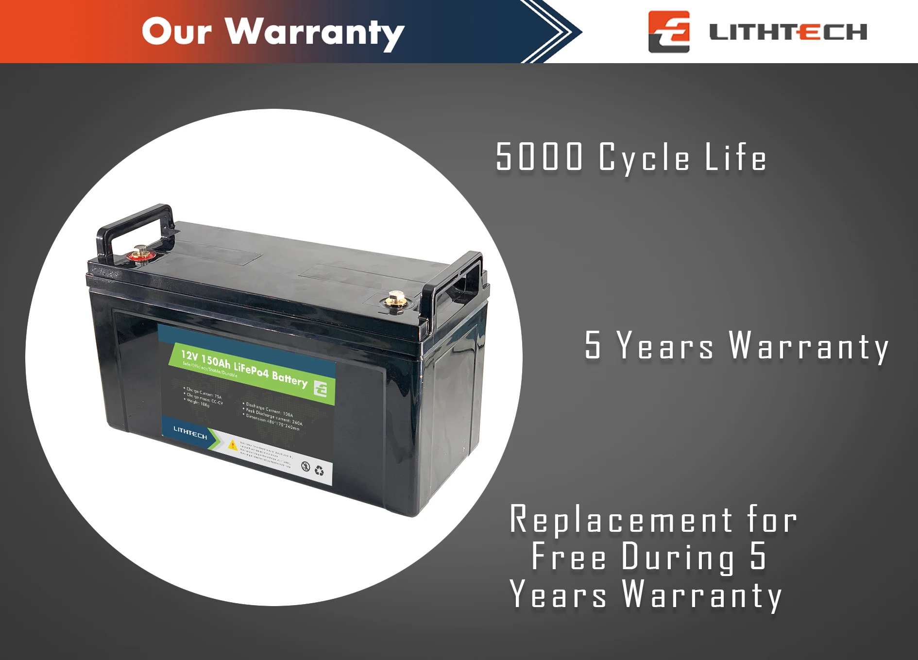 5 years warranty Rechargeable Solar Energy Storage 12V 24V 100ah 150ah 200ah Lithium LiFePO4 Battery Solar Battery