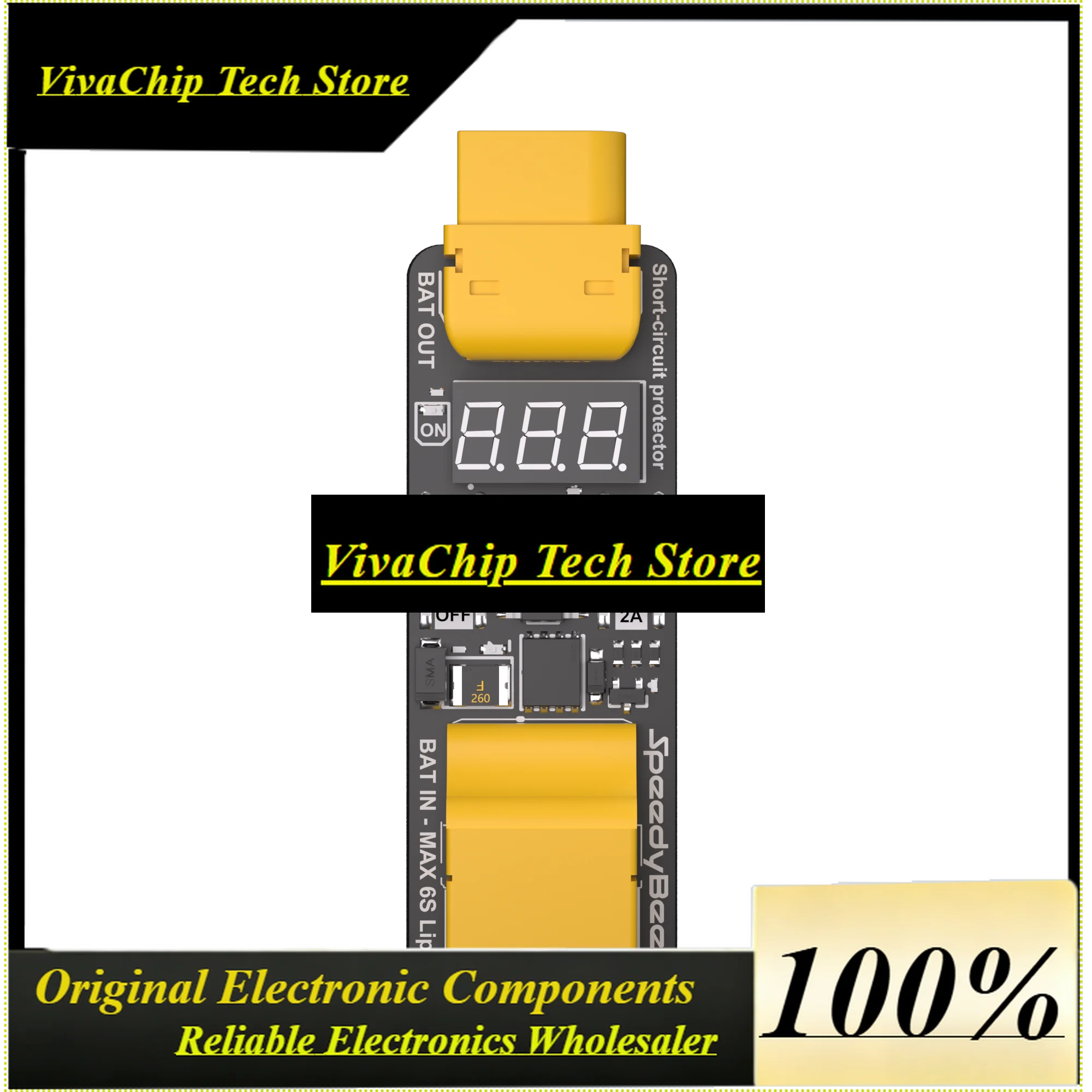VivaCSSpeedyBee Anti Short Circuit Module E-Fuse Smoke Stopper 4-6S 1A/2A Digital Display XT60 In/Out