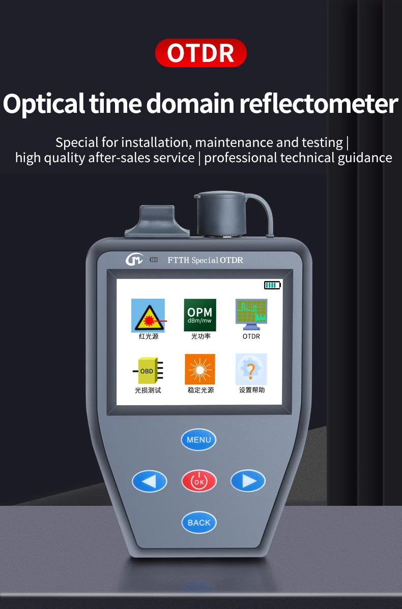 Ondersteuning Portugees Engels Ftth Otdr Handheld Mini Optische Power Meter + Lichtbron + Vfl Multifunctioneel Kan Testen Actieve Vezel