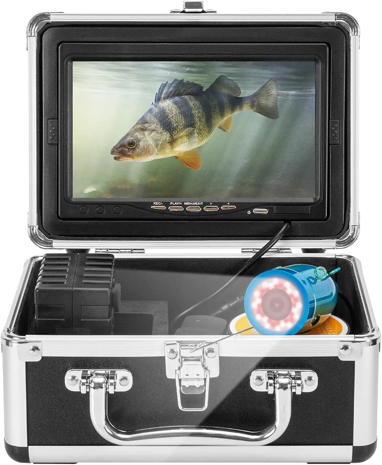 

7" 1080P Underwater Fishing Camera 98FT with 36 LED Lights, IP68 Waterproof Fish Finder for Ice Fishing and Well Inspection