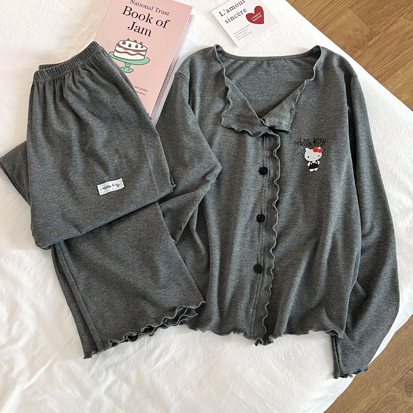 

Hello Kitty Women's 2025 Modal V-Neck Cardigan Pajama Set Fall Long Sleeve Pants Soft Comfortable Home Loungewear