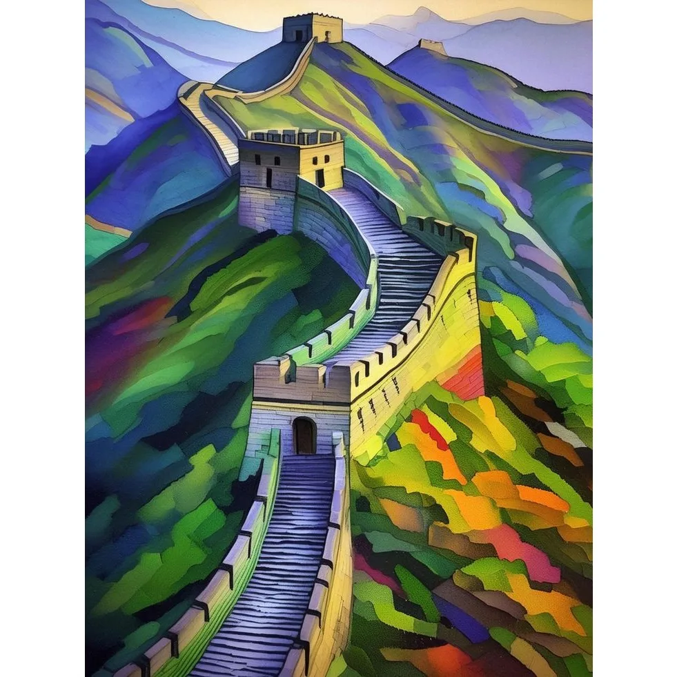 

Embroidery Diamond Painting Cross Stitch Kits Great Wall of China Full Square Round Drill Ancient China Civilizations Wall Art