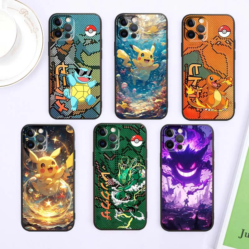 

P-Pokemons R-Rayquazas For Apple iPhone 16 16E 15 14 13 12 11 XS X Pro Max Plus Black Soft Silicone Cover Phone Case