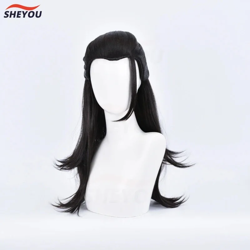 2 stili Getou Suguru Parrucche Cosplay Anime Nero Geto Suguru Capelli sintetici resistenti al calore Parrucca per feste anime di Halloween + Protezione per parrucca