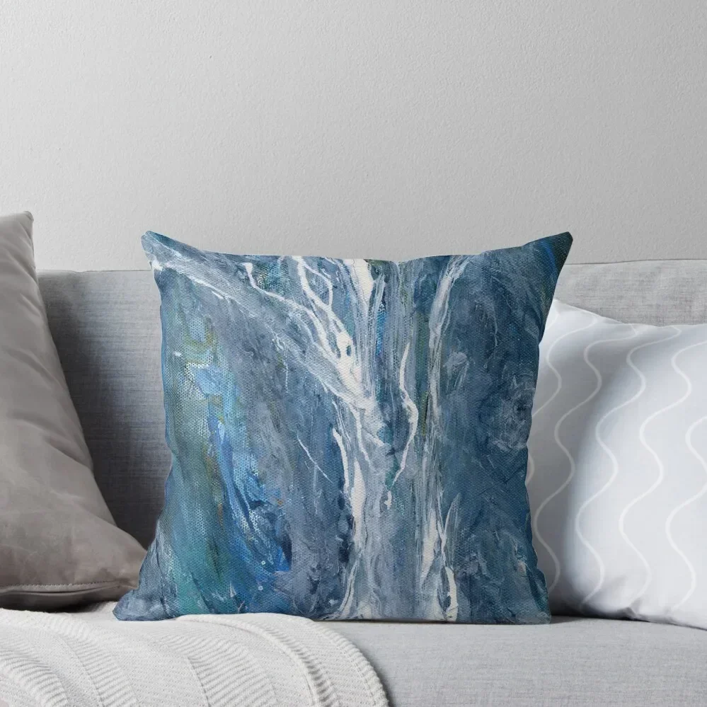 Mystic Woods - Blue and White Impressionist Tree Painting Throw Pillow Luxury Pillow Cover luxury decor pillow