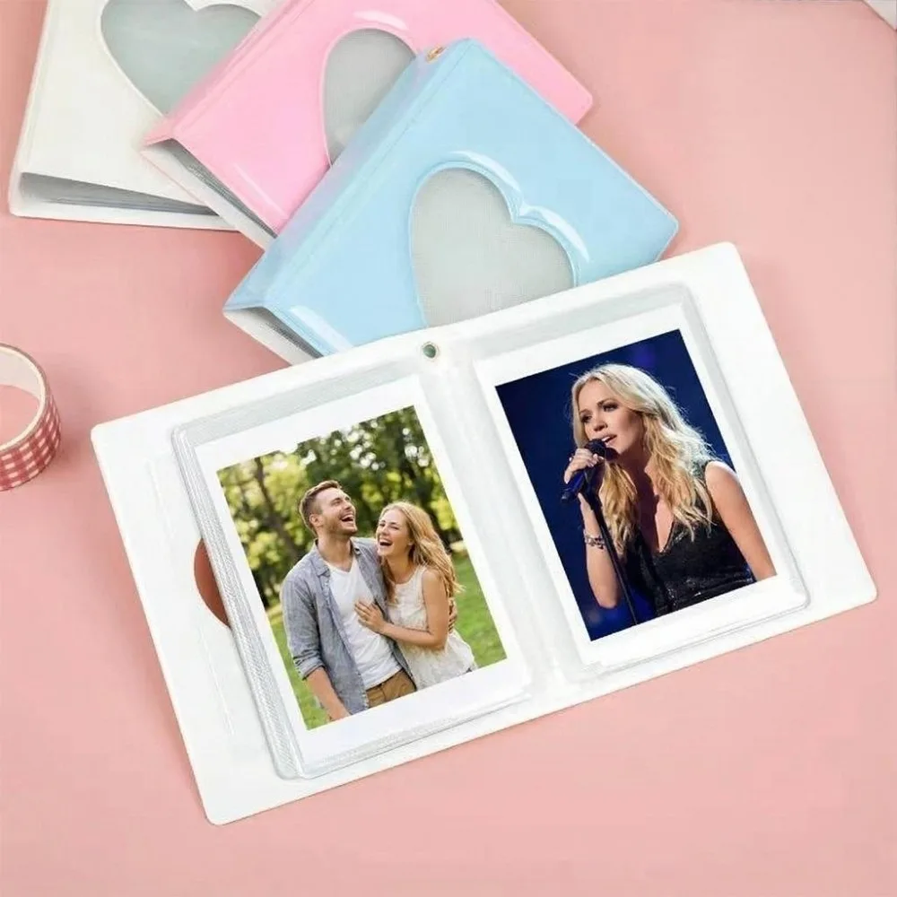 Large Capacity 3 Inch 40/64 Slot Photo Album Macaron Chain Decor Card Book Heart Cutout Card Holder Kpop Card Keep