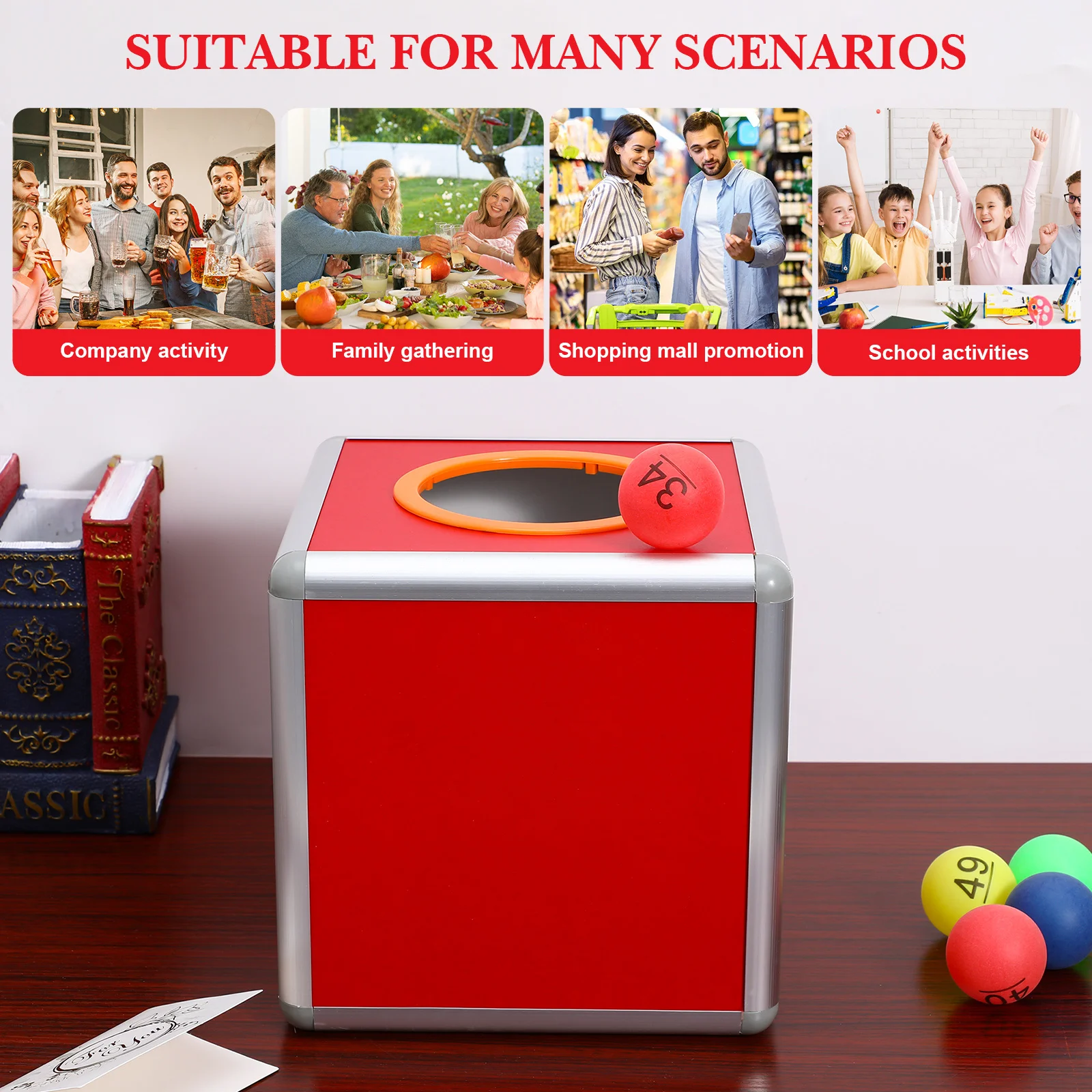 Aluminum Alloy Raffle Box 20Cm Clear Acrylic Lottery Container For Party Game Ball Draw Donation Box With Slot Event