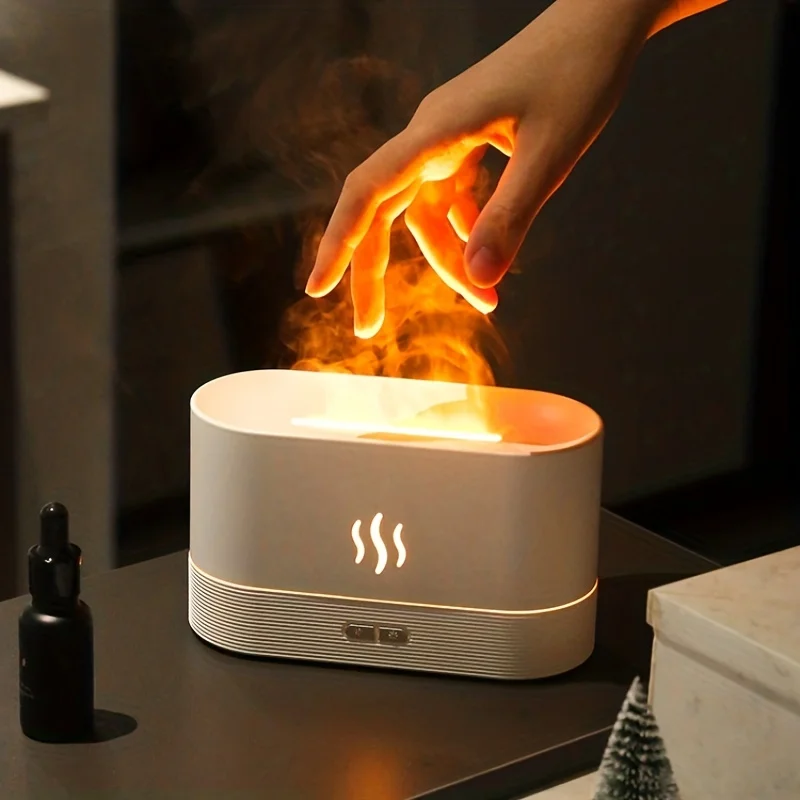 Portable Flame Ultrasonic Aroma Diffuser - Waterless Auto Shut-Off - Home Office Bedroom - Noiseless Essential Oil Mist Humidifi