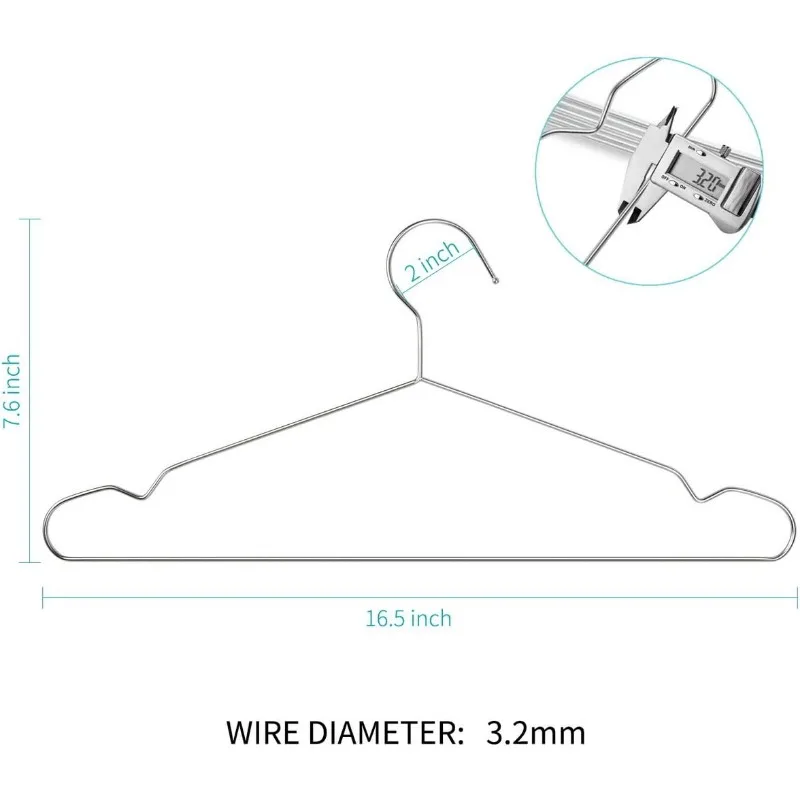 Wire Hangers, Clothes Hangers 50 Pack Heavy Duty Stainless Steel Metal Pants Hangers 16.5inch