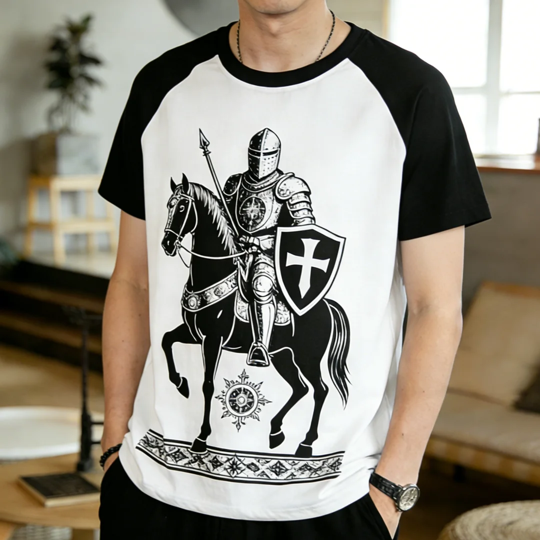 

Popular Knight Graphic T Shirts For Men 3D Print Short Sleeve Tops Summer Casual T-shirt Trend Hip Hop Tees Street Men's Clothes