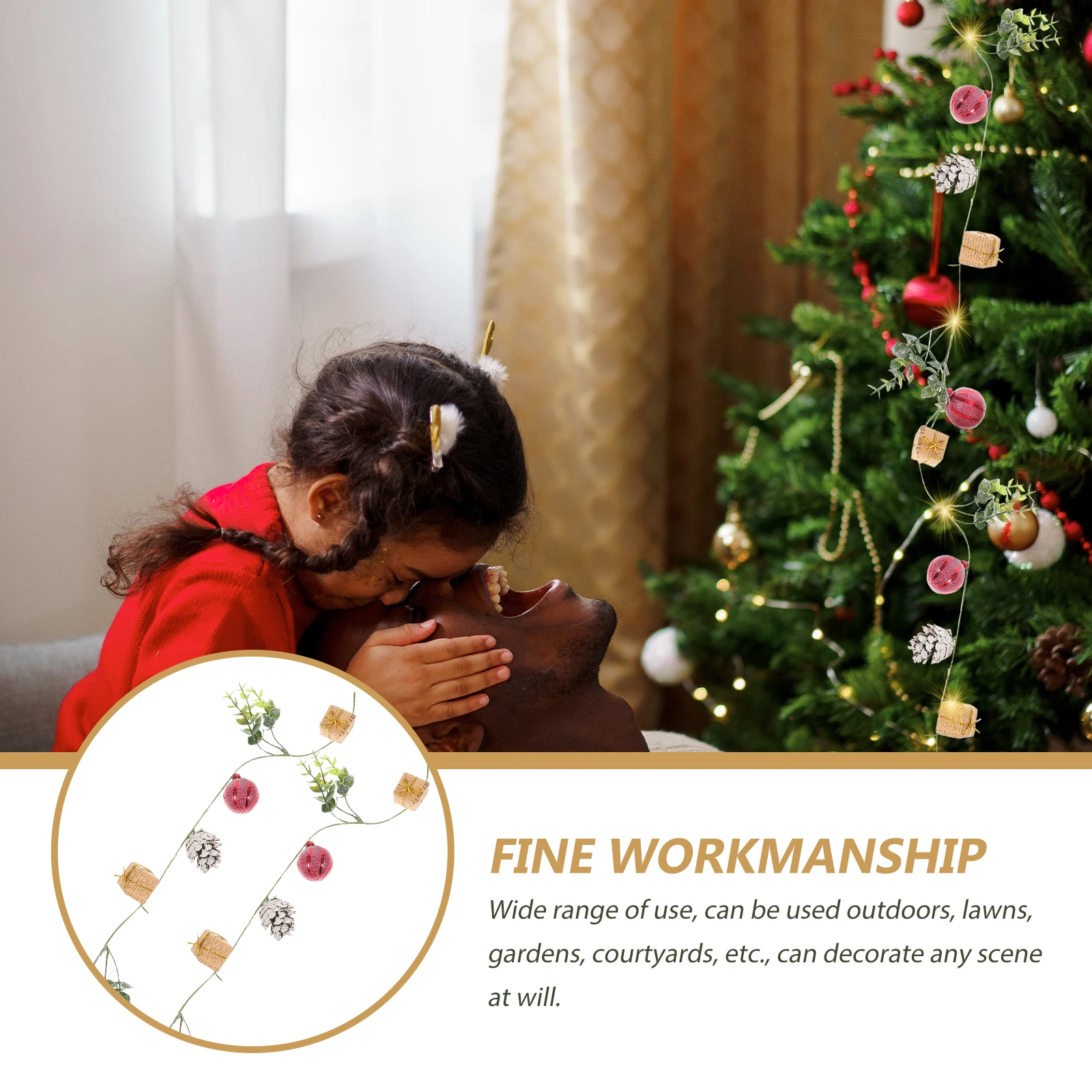 

Garland Christmas Decorations Ball Light Bar Lights Post Silk Screen Cloth for Bedroom