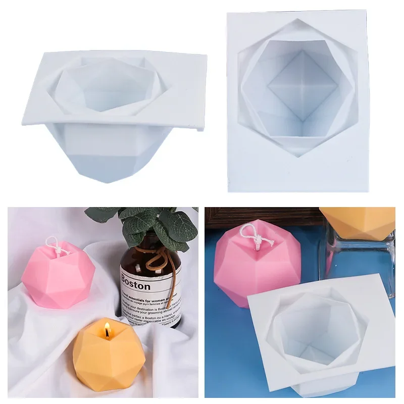 Single Rhombus Ball Candle Shape Silicone Aromatherapy Soy Wax for Candles Making Crafts Molds for Handmade Soaps Baking Tool