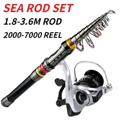 GHOTDA 1.8M-3.6M Superhard Telescopische Zeehengel en Spinning Reel 5.2:1 Overbrengingsverhouding Combo Max Drag 8kg Pesca voor Bass Pike