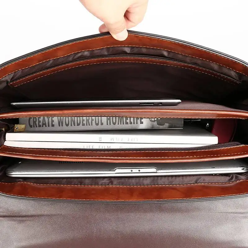 High Quality Men's Simple Handbags Vintage Password Lock Briefcase Large Capacity Business Computer Bag Satchel