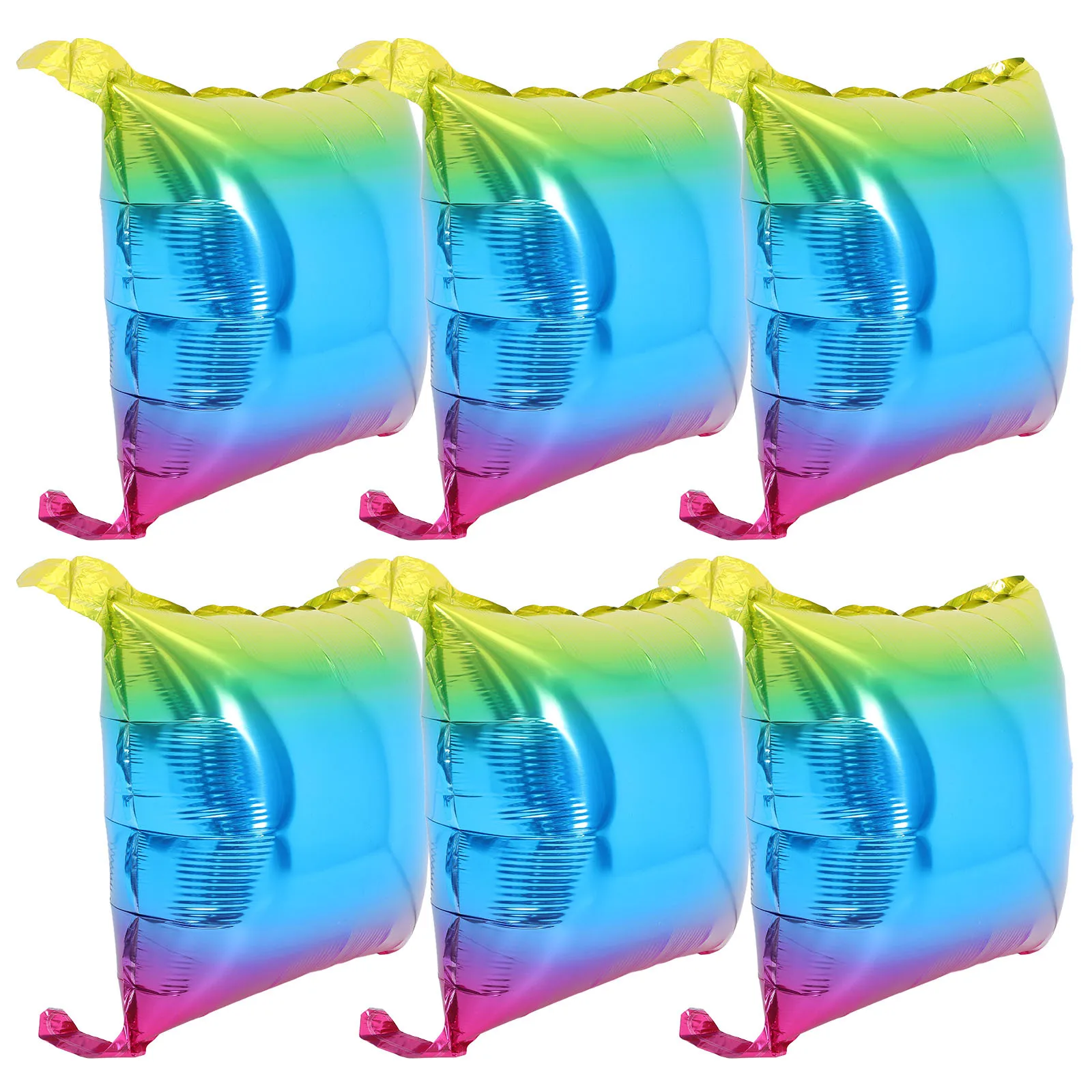

6Pcs Aluminum Gradient Square Balloons Birthday Baby Shower Party Decorative Balloon Supplies Scene Decoration