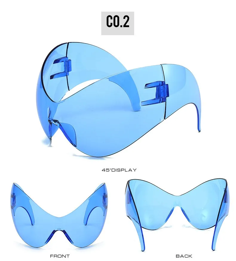Übergroße y2k Punk Sport Sonnenbrille Frauen Männer Luxusmarke Steampunk einteilige Sonnenbrille für Dame wind dichte Brille uv400 – Detail 8