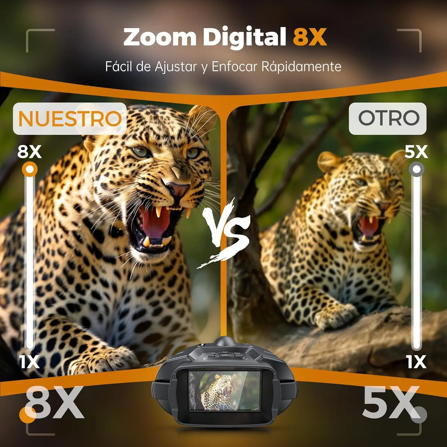مناظير 4K نظارات الرؤية الليلية 8X التكبير الرقمي IP65 3 "شاشة 5000mAh 8 مستويات الأشعة تحت الحمراء 600 متر الظلام للتخييم في الهواء الطلق
