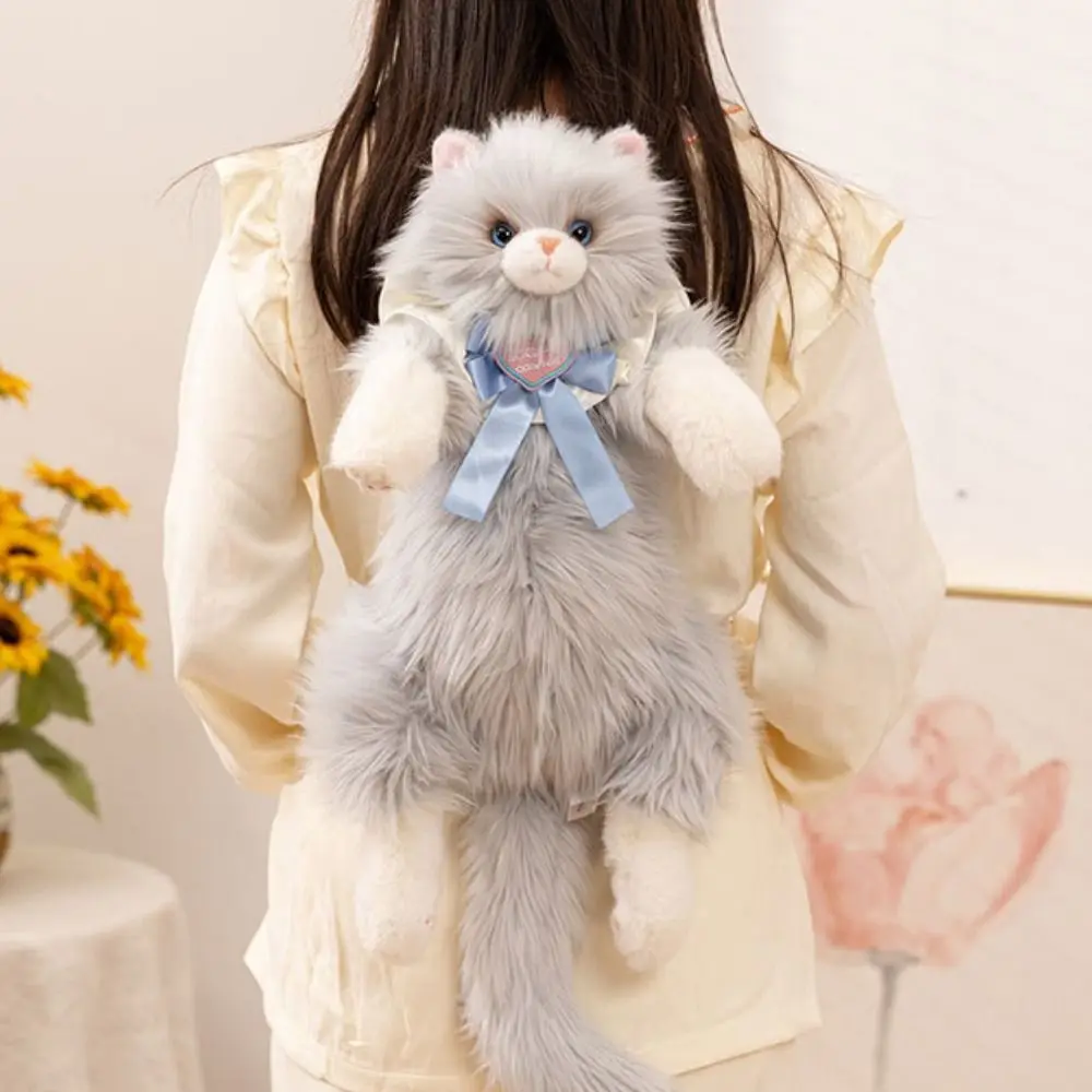 

Модный реалистичный кот, имитация кукольного кота, рюкзак, мягкий пушистый милый рюкзак с мультяшным котом, школьные сумки, рюкзак