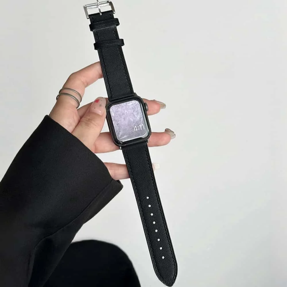 Einzelnes Lederarmband für Apple Watch 44mm 45 46 49 38 42 41 40mm Armband iWatch Series 12 11 10 Ultra 9 8 7 6 5 4 SE