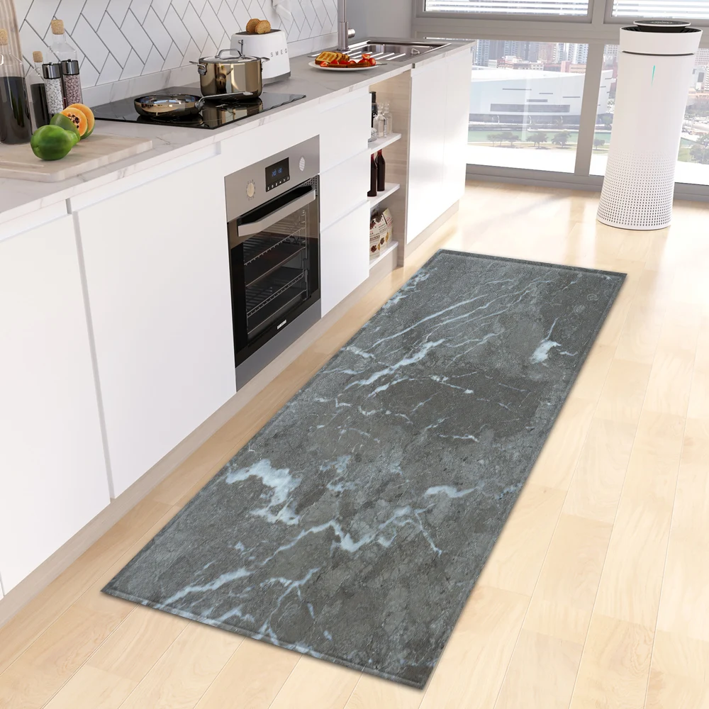 VIKAMA Alfombrillas de baño antideslizantes absorbentes de cocina largas de mármol simple de diatomita