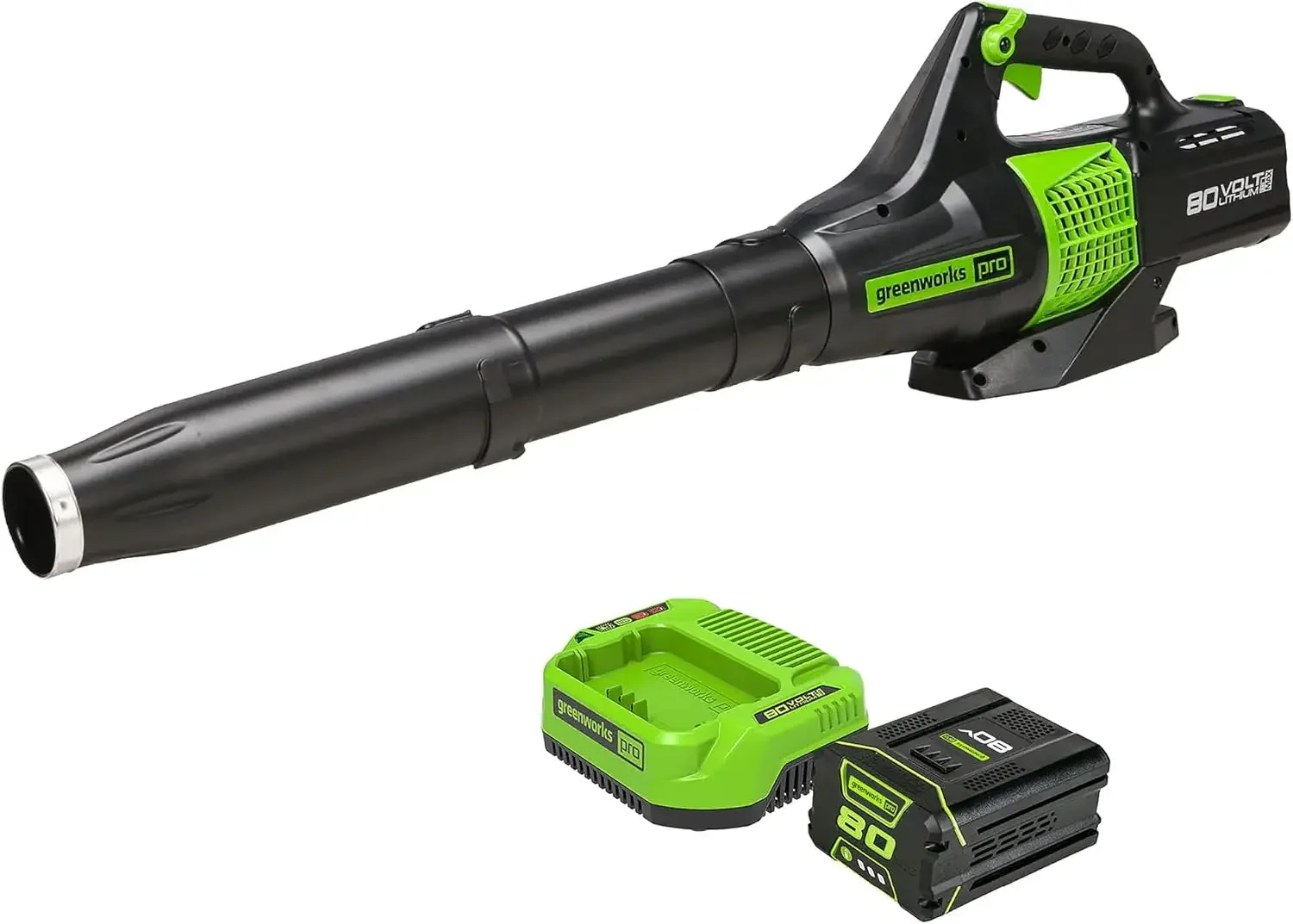 80V (150 MPH / 500 CFM / 75+ Compatible Tools) Cordless Axial Leaf Blower, 2.0Ah Battery and Charger Included