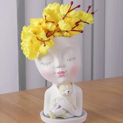Cat Girl Gypsum Flower Pot Silicone Resin Mold Epoxy Resin Casting Mold Succulent Vase Cement Mold Holder Mold Dropship