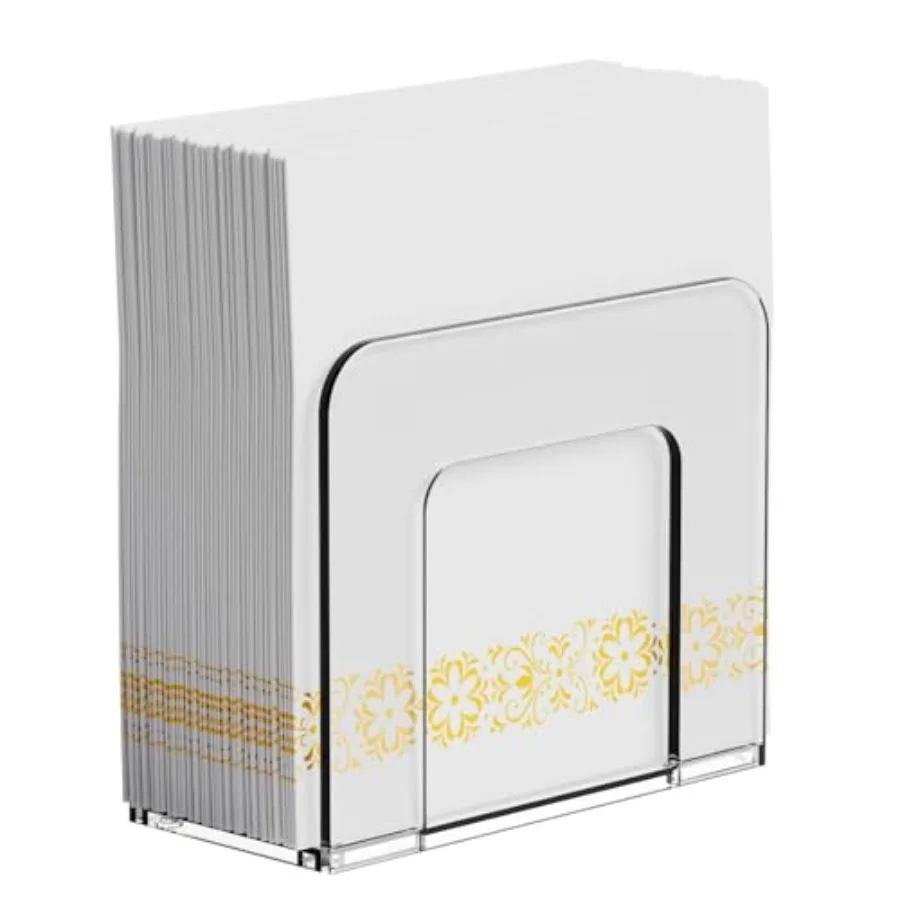 حامل مناديل أكريليك شفاف لمطبخ بار الطاولة أو حامل مناديل الكوكتيل المربع العمودي مقاس 5 × 5 و 8 ×