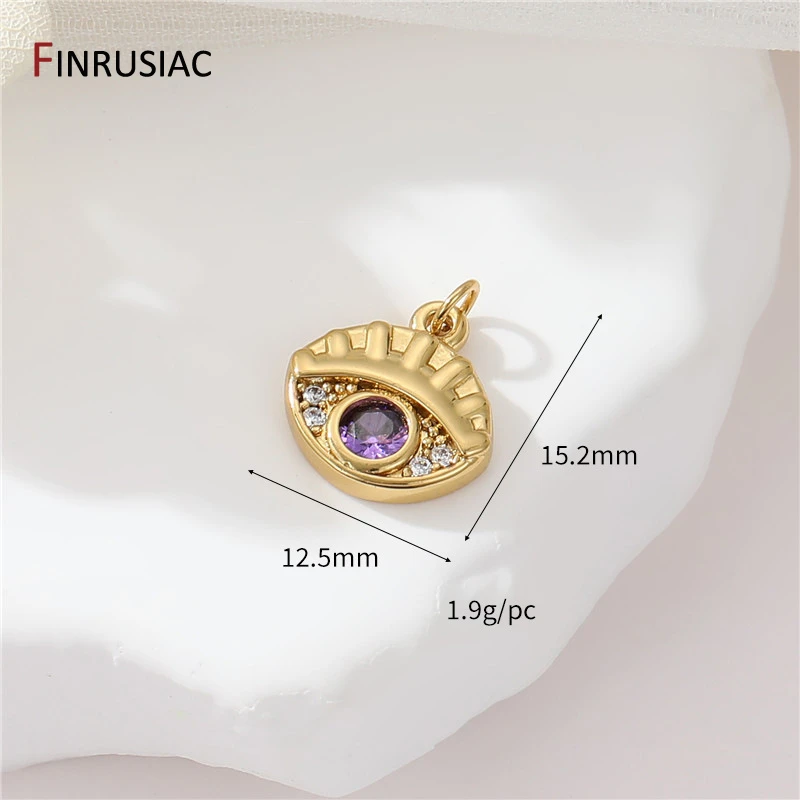 Evil Eye Charms für die Schmuckherstellung, 14 Karat vergoldetes Messing, Zirkon-Charms-Anhänger für DIY-Halskettenherstellung, Zubehör für Schmuck – Detail 21