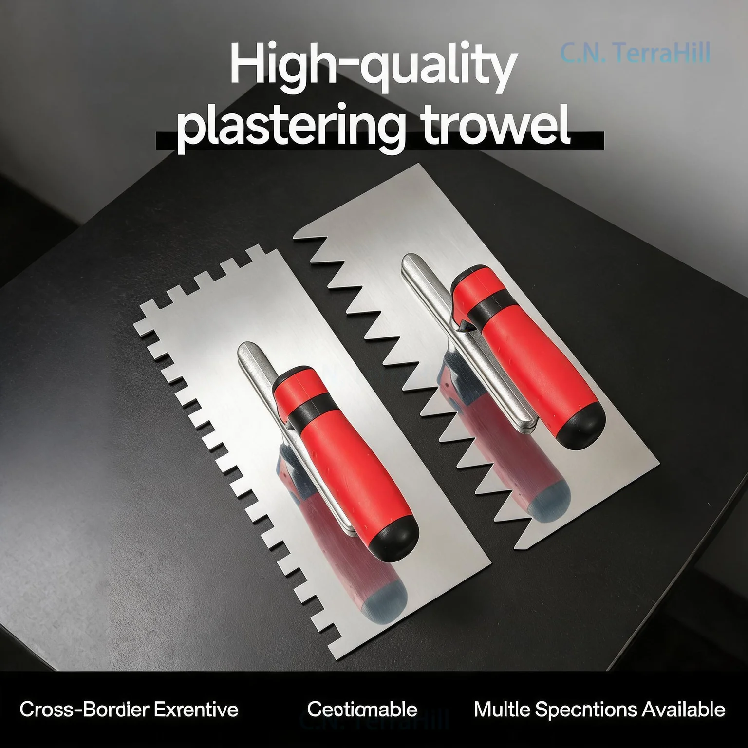 Stainless Steel Notched Trowel for Tile Adhesive, Plastering, Leveling, Wall Putty, Mortar Spreading Tool