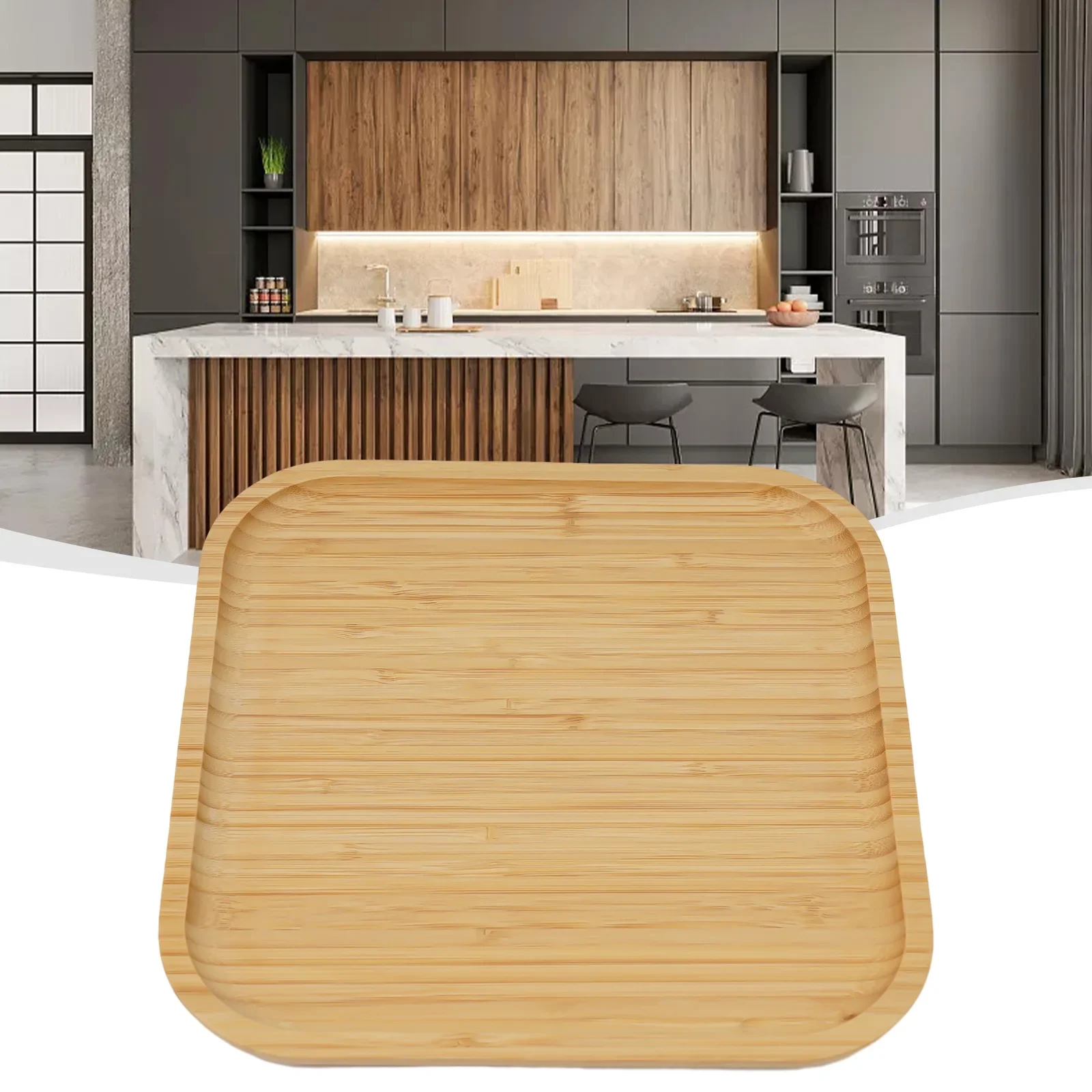 Bamboo Serving Tray Tableware Plate Serving Tray Food Sliding Solid Wood Square Wood Color Cheese Board Food Platter