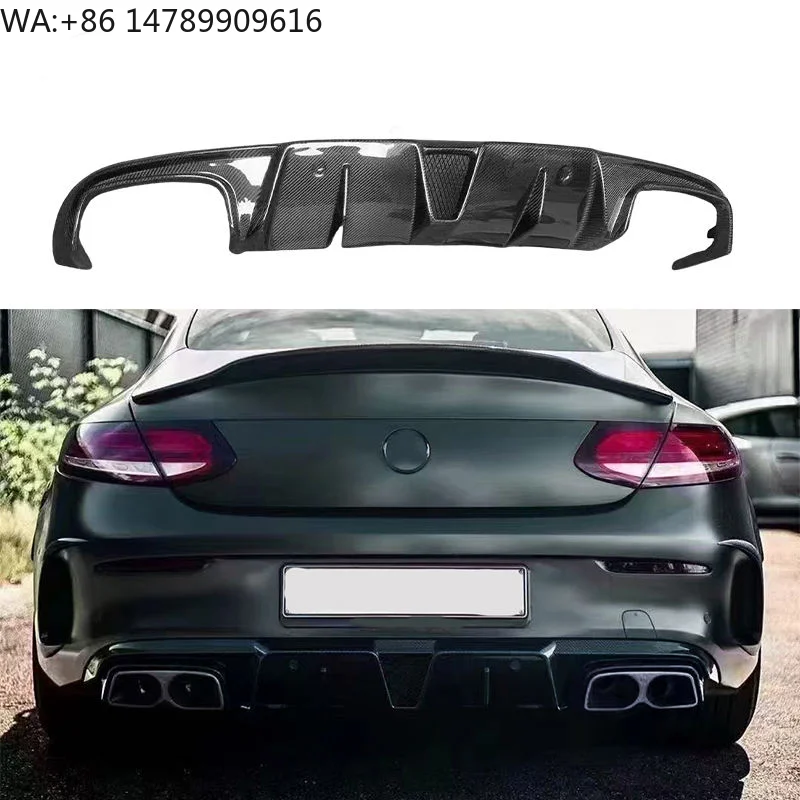 W205 C63 Carbon Fiber BB Style Rear Diffuser Lip Rear Bumper Lip for   C Class C63 Coupe 2014-2021