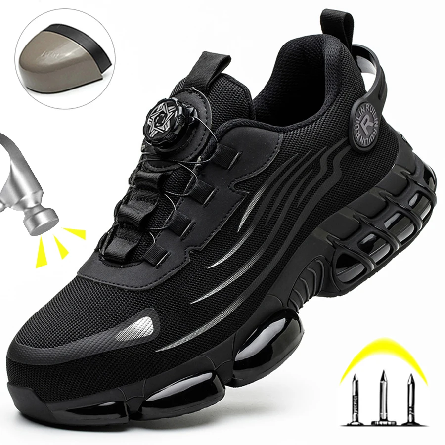 Indestructible Steel Toe Protective Safety Shoes Slip Resistant Abrasion Resistant Work Shoes Men Tough Comfortable Sneaker ﻿