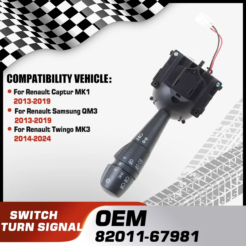 

Переключатель указателей поворота и фар для Renault Captur MK1 2013-2019, Renault Samsung QM3 2013-2019, Renault Twingo MK3 2014-2024
