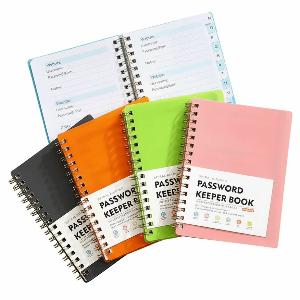 Metal Coil Password Keeper Book Alphabetized Pages Thickened Paper Password Notebook Spiral Binding Account Keeper Book