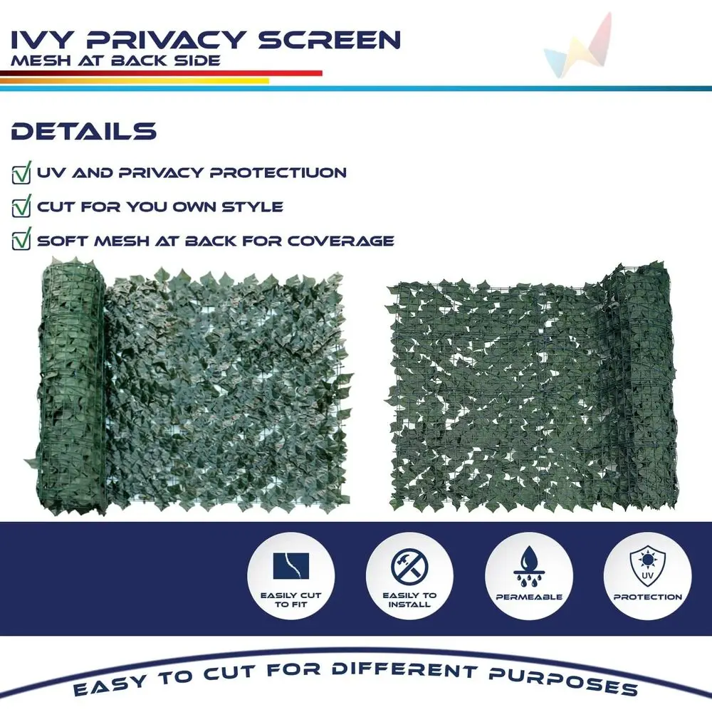 58"x196" Artiicial Ivy Lea Privacy ence Sn aux Leaves ence Cover Wall Decoration or Outdoor Garden Patio Porch Deck Balcony Yard view 3