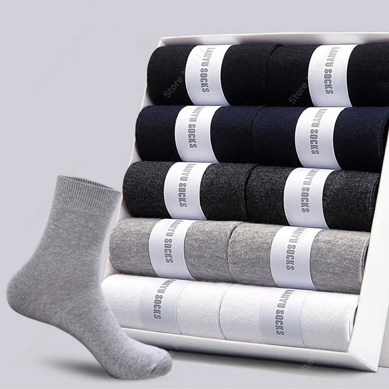 Youpin 10Pairs Box Pack Men's Cotton Socks Black Business Men Socks Soft Breathable Summer Winter for Man Boy's Gift 39-45 Size