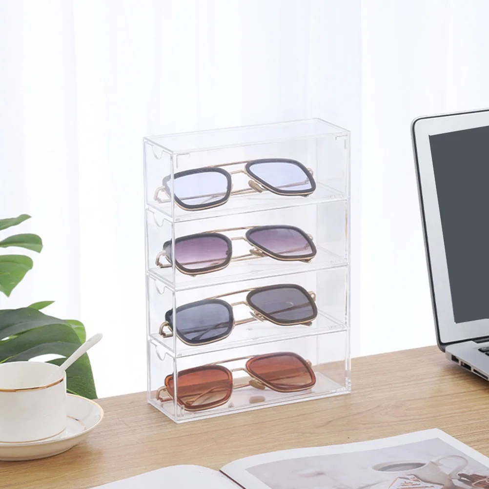 

2 pcs Transparent Glasses Display Box Eyeglasses Storage Case Material Strong Durable Suitable Shop Showcase Countertop Home