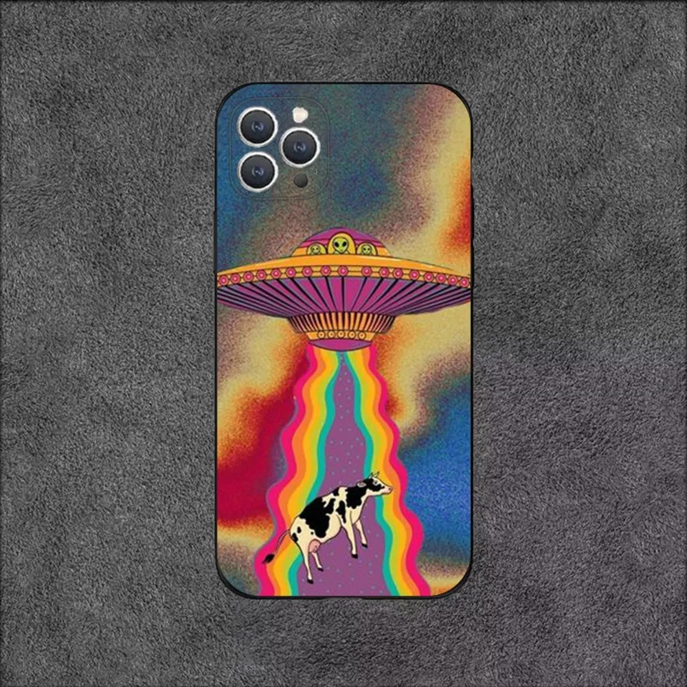 Psychedelic Trippy Art Phone Case For iPhone 16,15,14,13,12,11,Plus,Pro Max,XS,X,XR,SE,Mini,8,7 Soft Silicone Black Cover